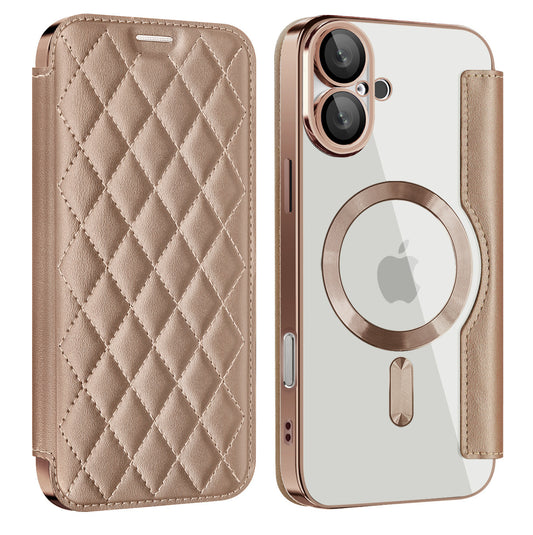 iPhone Compatible Chanel-Style Magnetic Phone Case - Lambskin Diamond Quilted Full Protection Leather Cover