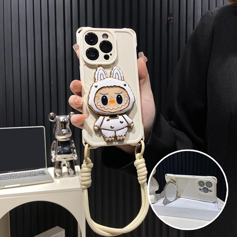 iPhone 16/Apple 15 Cartoon RABBLE Mirror Stand Case