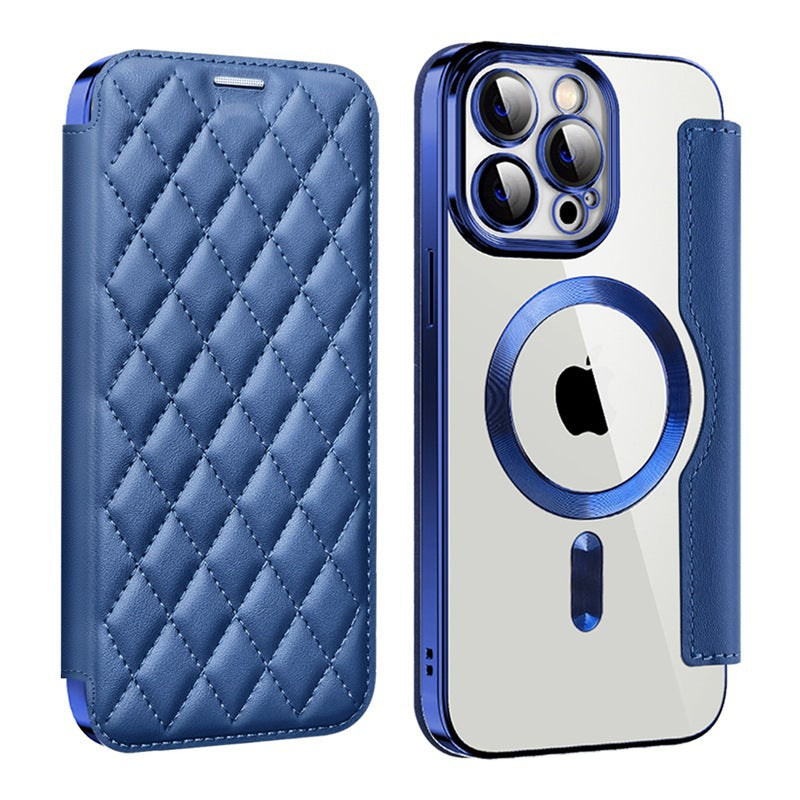 iPhone Compatible Chanel-Style Magnetic Phone Case - Lambskin Diamond Quilted Full Protection Leather Cover