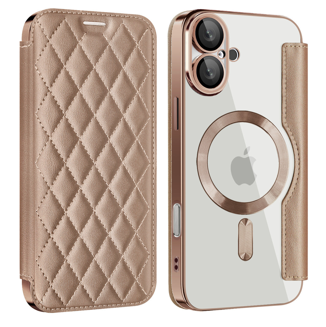 iPhone Compatible Chanel-Style Magnetic Phone Case - Lambskin Diamond Quilted Full Protection Leather Cover