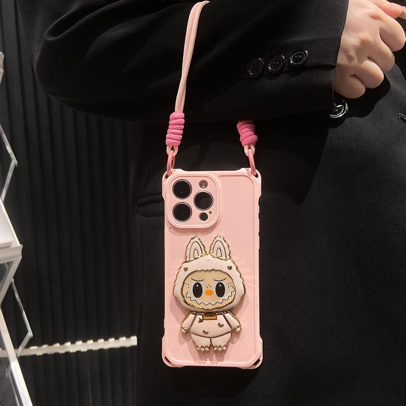 iPhone 16/Apple 15 Cartoon RABBLE Mirror Stand Case